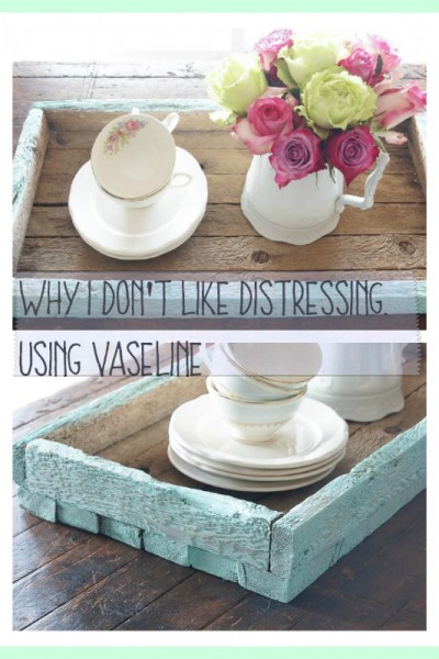 I was so interested in trying this technique of distressing using vaseline, ButI was not happy with the results!